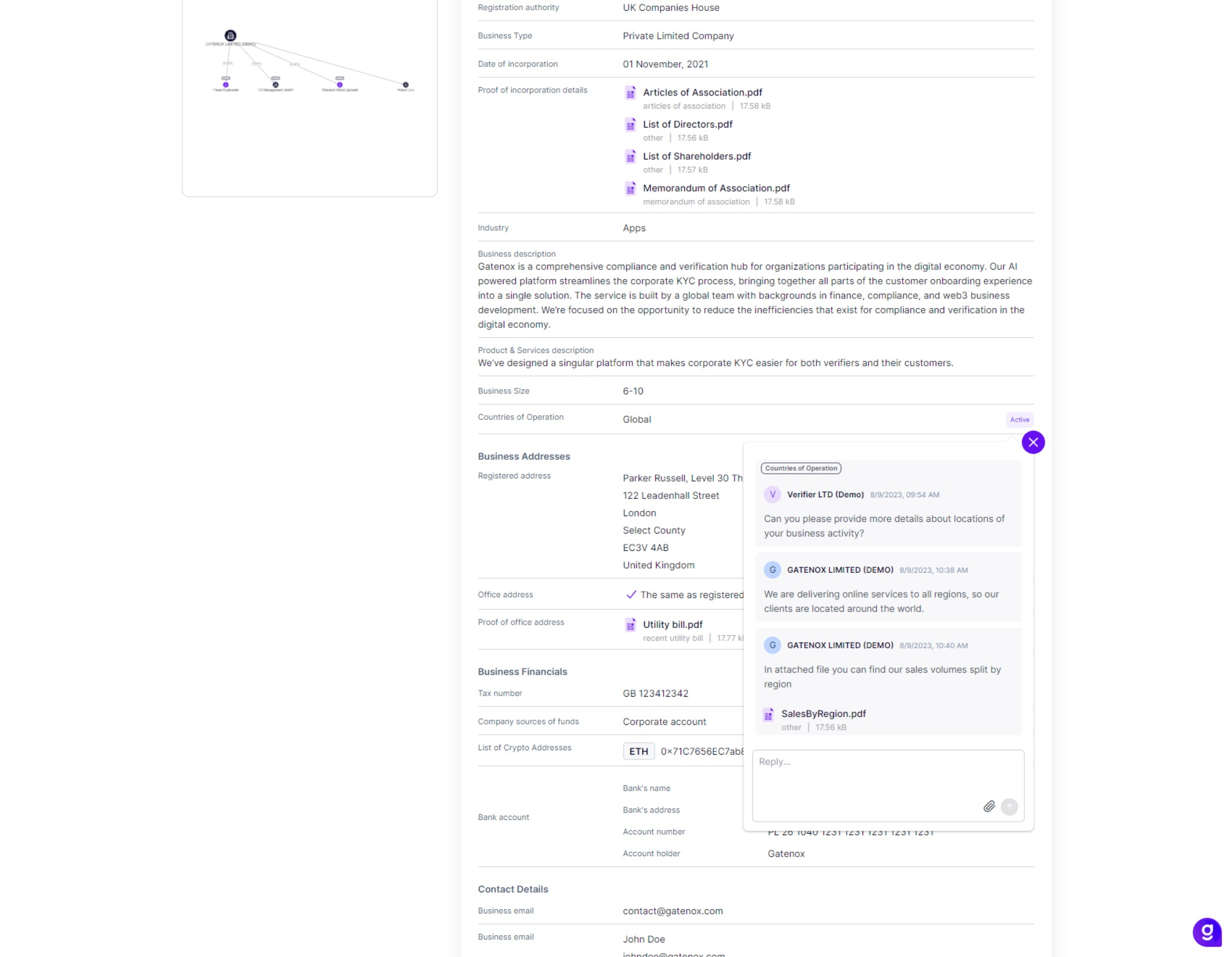 In-app communication tool - User provides answer and attaches file